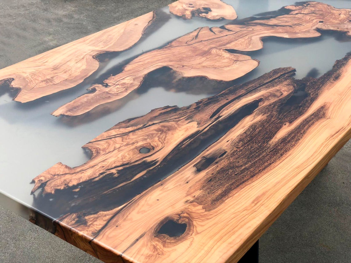 Epoxy Dining Table Live Edge Olive Wood Custom River Table Etsy