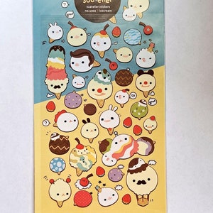 Kawaii Ice Cream Stickers ~ Whimsical Characters with Gold Foil Accents ~ NIP