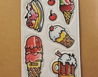 Vintage Puffy Stickers ~ Ice Cream ~ 3M Mark 1  ~ 1984