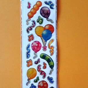 Vintage Sandylion Epoxy Gem Stickers strip  Rainbow Glitter Party Balloons & Streamers ~ NIP