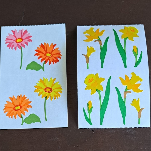 90s Vintage Mrs. Grossman's Stickers - You Choose - Gerbera Daisies / Daffodils Spring Flowers