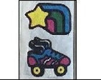 RARE 1984 Neon Fuzzy Rainbow Shooting Star Roller Skate Sticker ~ Scholastic Book Club