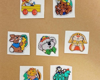 80s Vintage Animal Puffy Stickers: Bunny, Squirrel, Koala