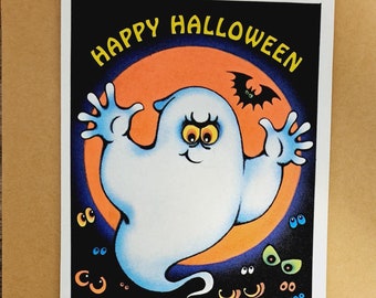 80s Vintage Halloween Ghost Treat Bag, Hallmark Ambassador