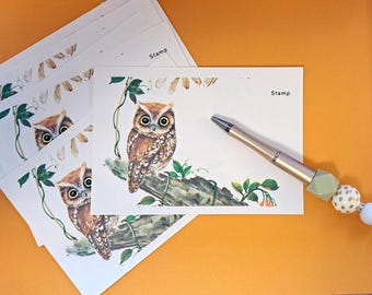70s Vintage Owl Postcard Stationery ~ Unused