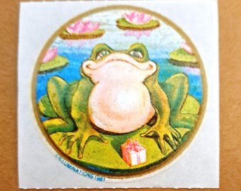 80s Vintage Illuminations Frog on Lily Pad Sticker