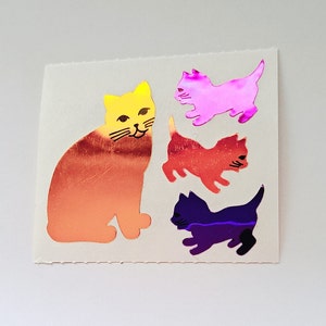 80s  Vintage Hambly Mylar Foil Cat Sticker Mod