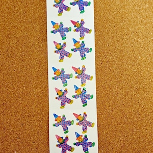 Vintage 80s Prismatic Foil Clown Stickers - Rainbow Circus Strip