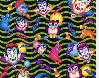Lisa Frank Halloween Sticker Sheet S195 - 90s - Vampire - Owls - Complete - Near Mint