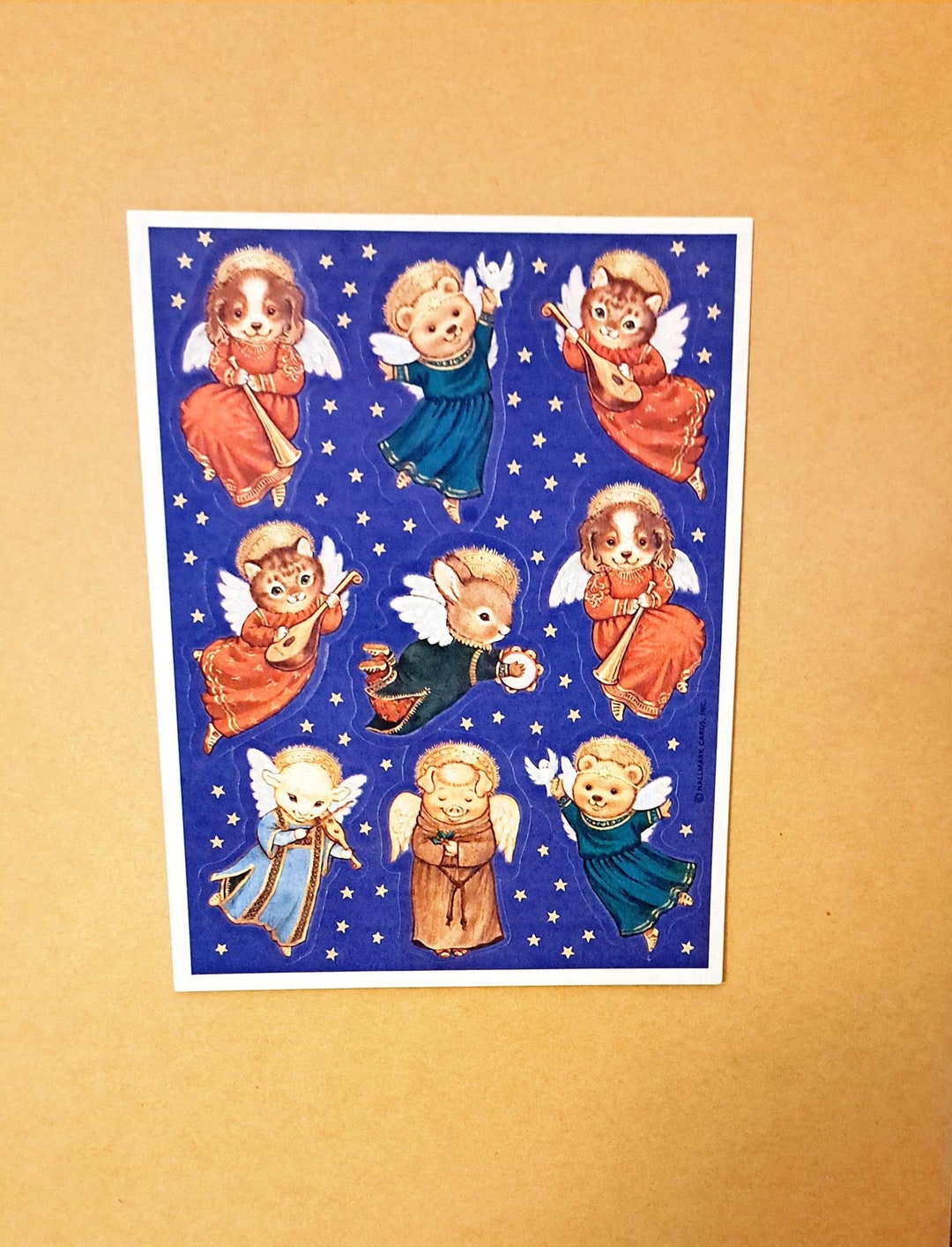 80s 90s Vintage Christmas Angel Animal Stickers ~ Hallmark - Etsy