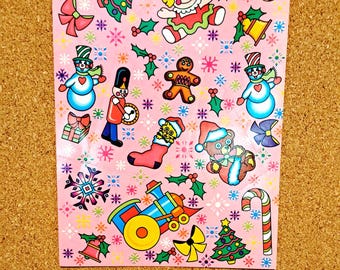 Vintage Lisa Frank Christmas Sticker Sheet ~ S131