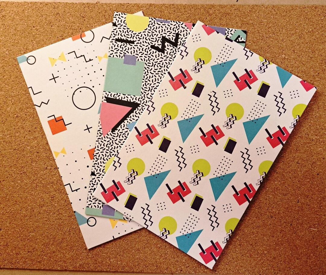 Retro 80s 90s Card Set ~ Memphis Geometrical Designs ~ All Occasion ...
