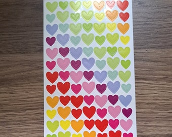 Rainbow Hearts Sticker Sheet ~ Mini Hearts Pastel Ombre Rainbow Stickers ~ For planners, journals, notebooks, stationery, scrapbooking