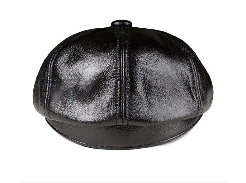 Retro Octagonal Genuine Leather Hat Autumn Cowhide Leather Beret ...