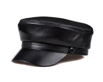 Real Sheepskin Hats  Genuine Leather Casual Thermal Men Military Hat Short Brim Travel Cadet Adult Sailor Cap