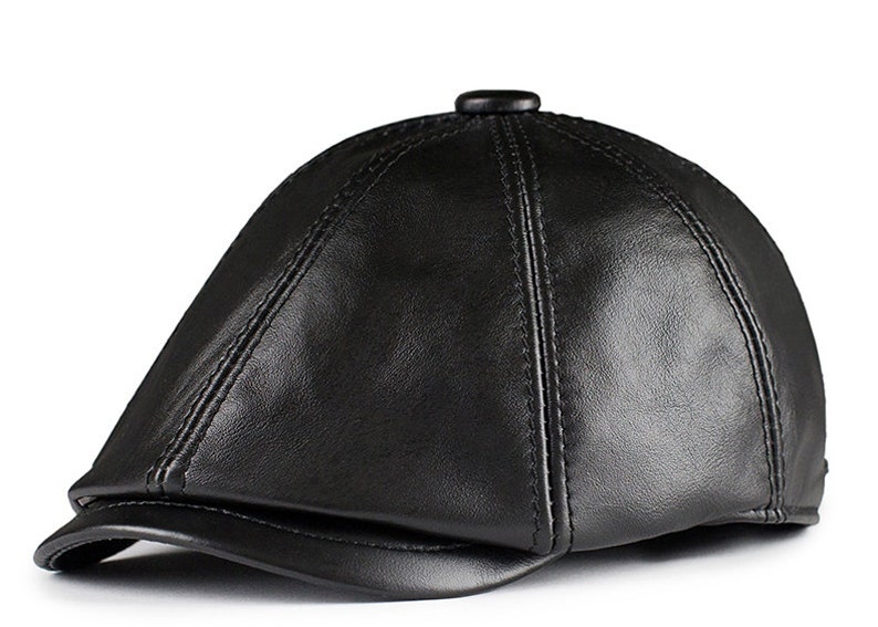 Men's Genuine Leather Warm Octagonal Cap Casual Vintage - Etsy