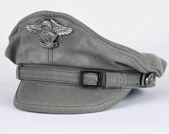 Eagle Military Cap Flat Top Trends Mark Silberkette Punk Lokomotive Casquette Wollstraßenhüte