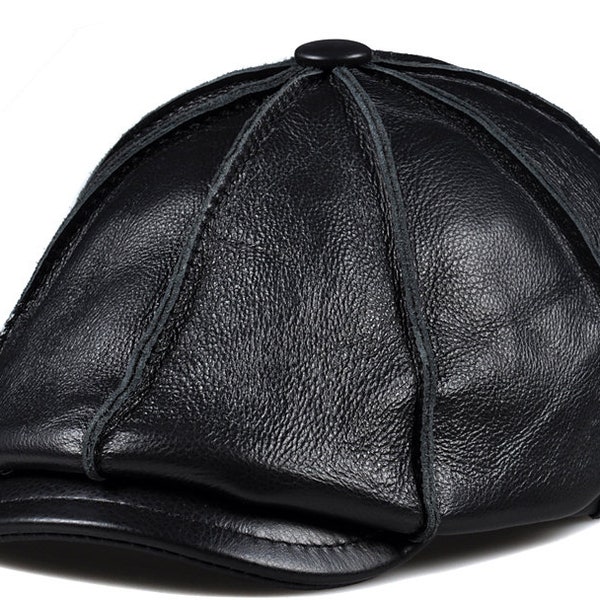 Autumn Winter Black Leather Versatile Fashion Duck Tongue Hat