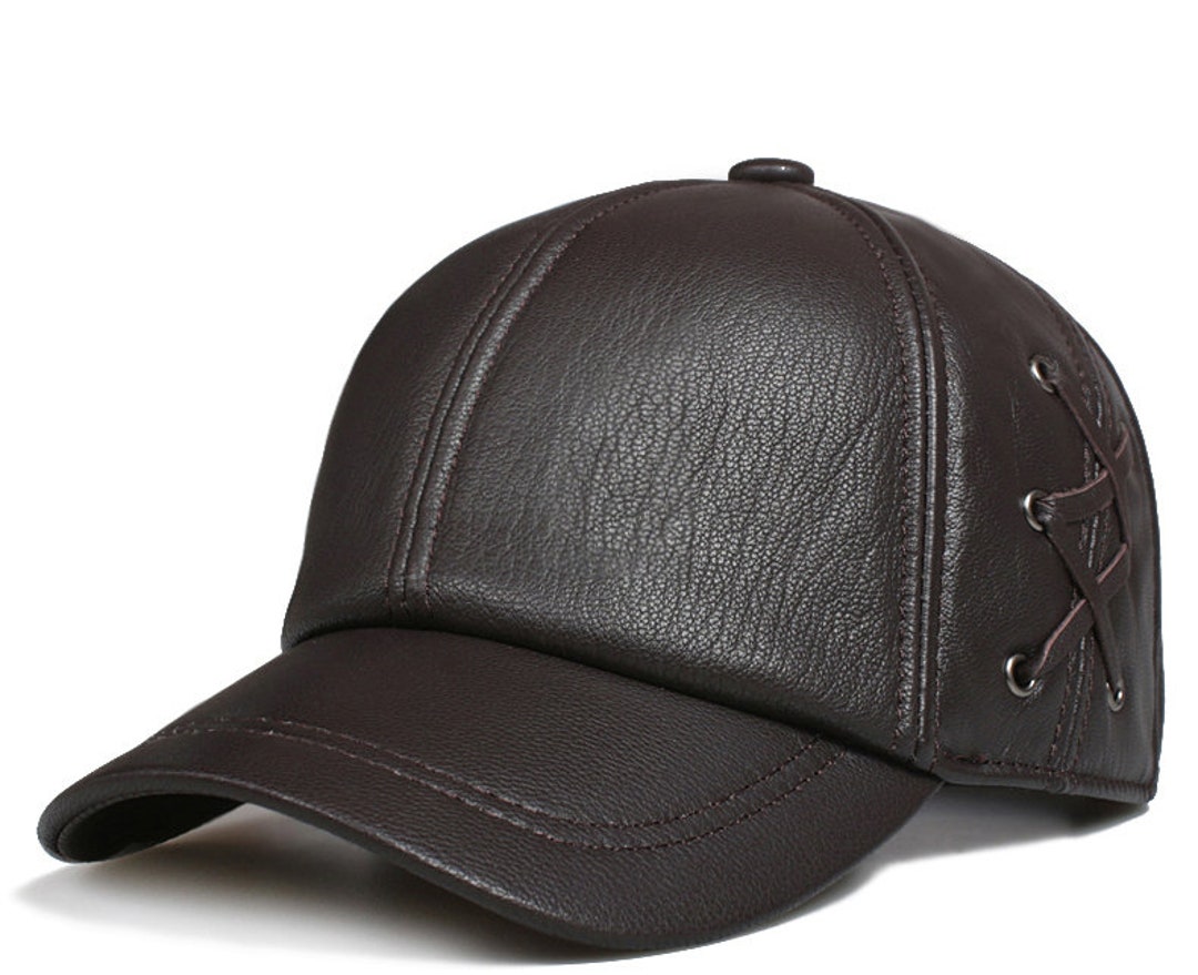 Landbrug Meget effektivitet Genuine Leather Baseball Cap Men Women Black Brown Cowhide Hat - Etsy