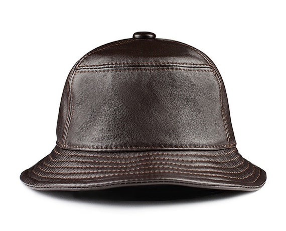 Fashion Unisex Genuine Leather Bucket Hats Casual Fishing Caps Fitted Basin  Cap -  Canada