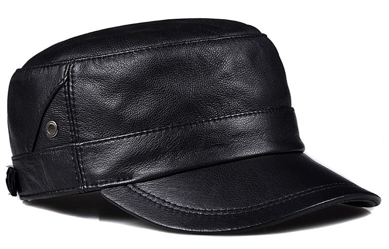Thin Spring Real Leather Wide Flat Top Military Hat Duck Cap Outdoor Casual Hat Etsy