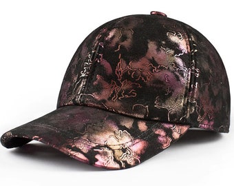 New Printed Pattern Baseball Caps Tide Cap women Men Autumn Winter Sun Hat Real Leather Peaked Hat Adjustable