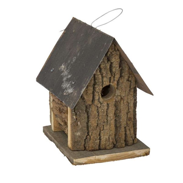 Bark Custom Birdhouse Attracts Downy Woodpeckers Chickadees Titmice Nuthatches Wrens Made from reclaimed materials