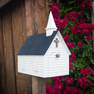 Church Wooden Mailbox | Decorative Mailbox | Large Mailbox | Outside Mailboxes | Modern Wood Mailboxes