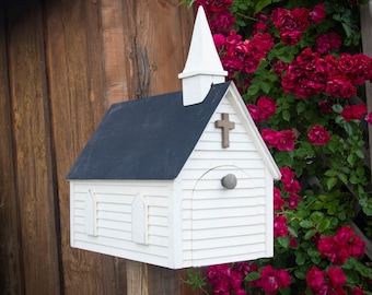 Church Wooden Mailbox | Decorative Mailbox | Large Mailbox | Outside Mailboxes | Modern Wood Mailboxes