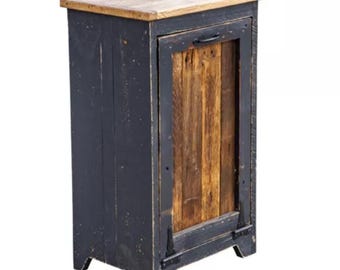 Wooden Trash Cabinet | Rustic Trash Can | Made from Reclaimed Wood | White/Black Options
