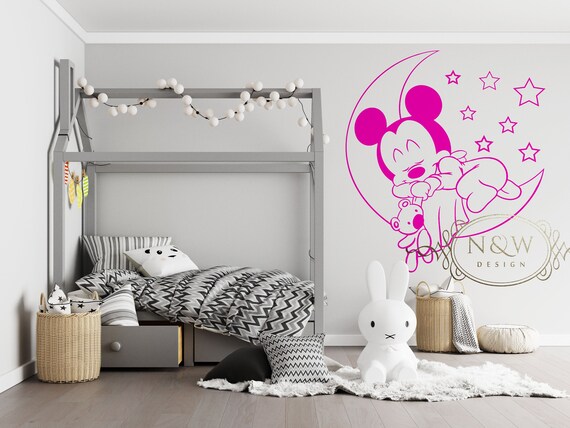 Mickey Mouse Sleeping Kids Children Room Wall Window Door Sticker