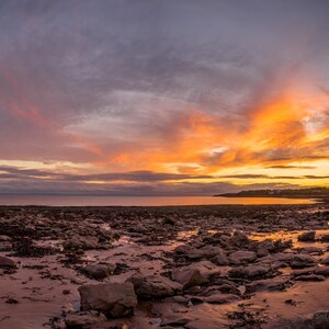 Sunset Picture of Sully Beach, Welsh Wales Landscape Nature Print