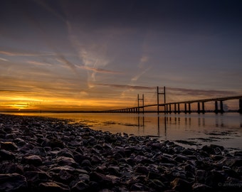 Severn Brücke Sonnenaufgang Druck Leinwand walisische Landschaft Fotografie Druck