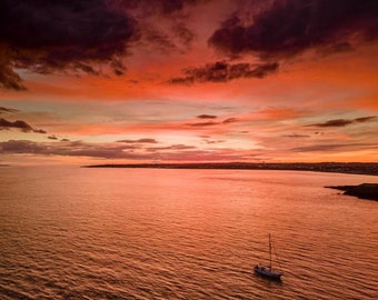 Walisische Landschaft Fotografie Druck, Strand Bild, Sonnenuntergang Sully Strand,