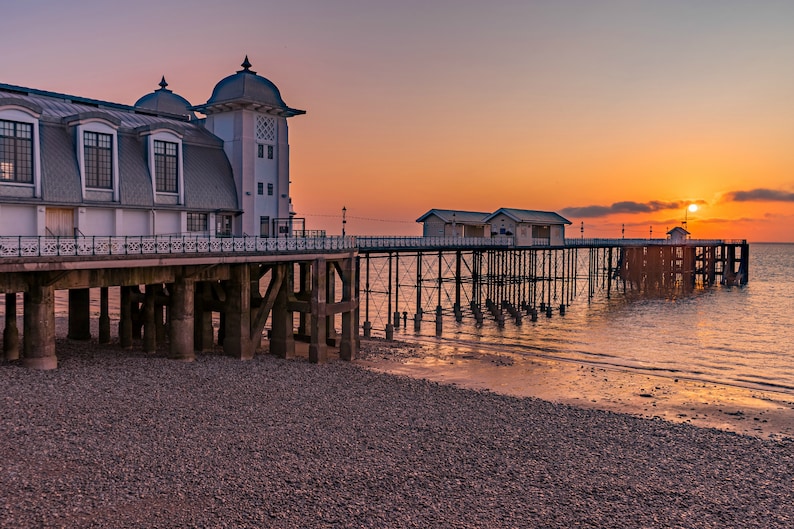 Sonnenaufgang Penarth Pier, Wales Landschaft Natur Druck, Sonnenaufgang Bild, Penarth Pier Foto, Bild 1