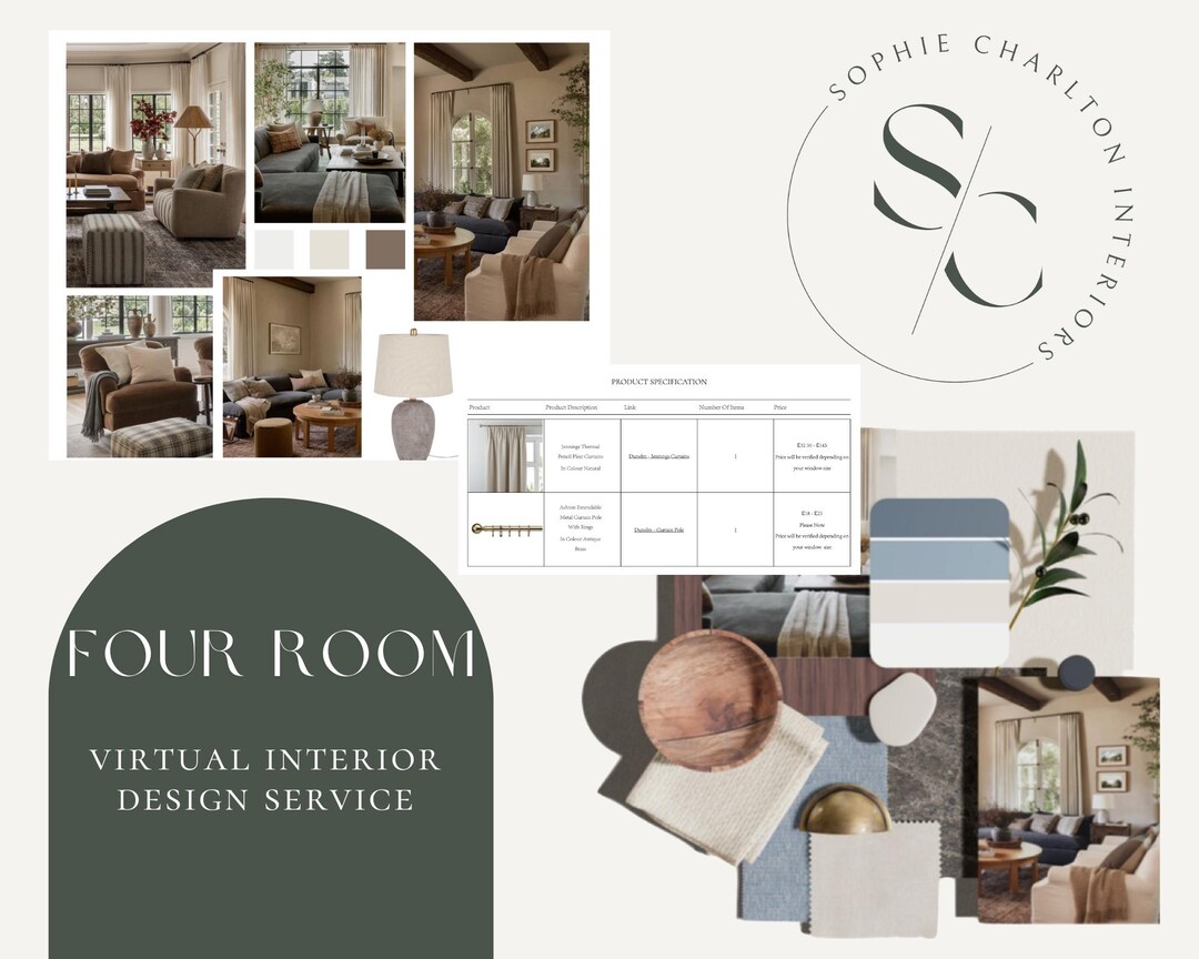 4 Rooms Custom Virtual Interior Design Service | Inspiration Board ...