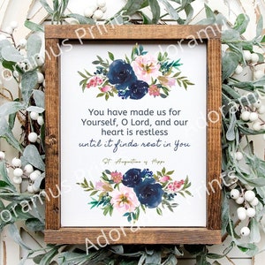 St. Augustine You have made us for Yourself, St Augustine Printable, St Augustine Our Hearts are Restless, Catholic Decor, Catholic Art