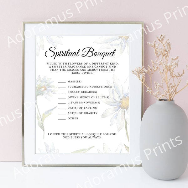 Spiritual Bouquet Printable, Catholic Gift, Religious Bouquet, Spiritual Bouquet Digital Print