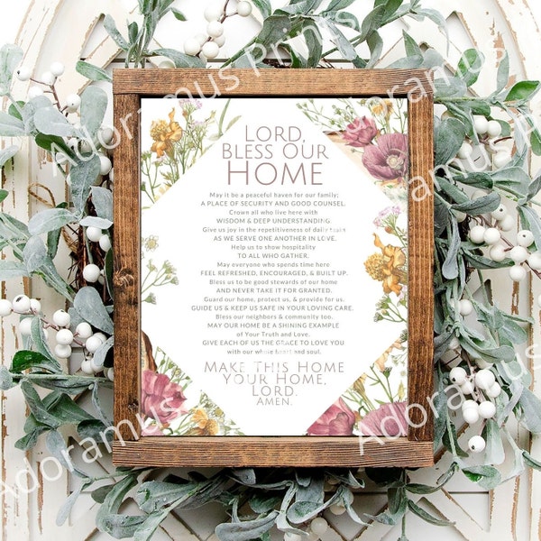 Lord Bless Our Home Digital Print, Catholic Housewarming Gift, Catholic House Blessing Gift, Housewarming Prayer, Printable Bless Our Home