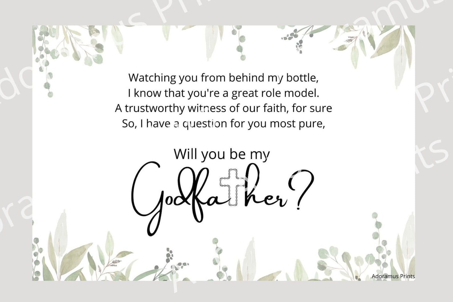 Will You Be My Godfather Digital Print Godfather Proposal | Etsy