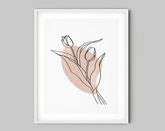 Minimal Printable, Flower Line Art, Minimal Art, Printable Poster, Printable Art, Abstract Art, New Home Gift, Botanical Art, Tulip Print