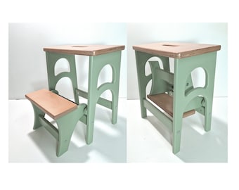 Trittleiter, StepStool, Hocker, Leiter, Fußhocker, Wandelbarer Stuhl, Küchenhocker, Esszimmerhocker, Transformator 44 cm