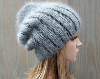 Luxury Mohair beanie hat, Fluffy , Soft & Fashionable beanie, Hand  knit fuzzy ladies winter hat . Handmade women accessories.