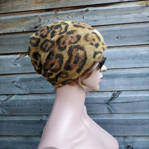 Leopard print bobble hat on sale