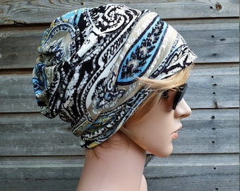 Mehrfarbiger Paisley Slouchy Beanie Hut, Chemo Kopfbedeckung, Slouch Hut, Frauen Beanie Hut, leichter Baumwollhut