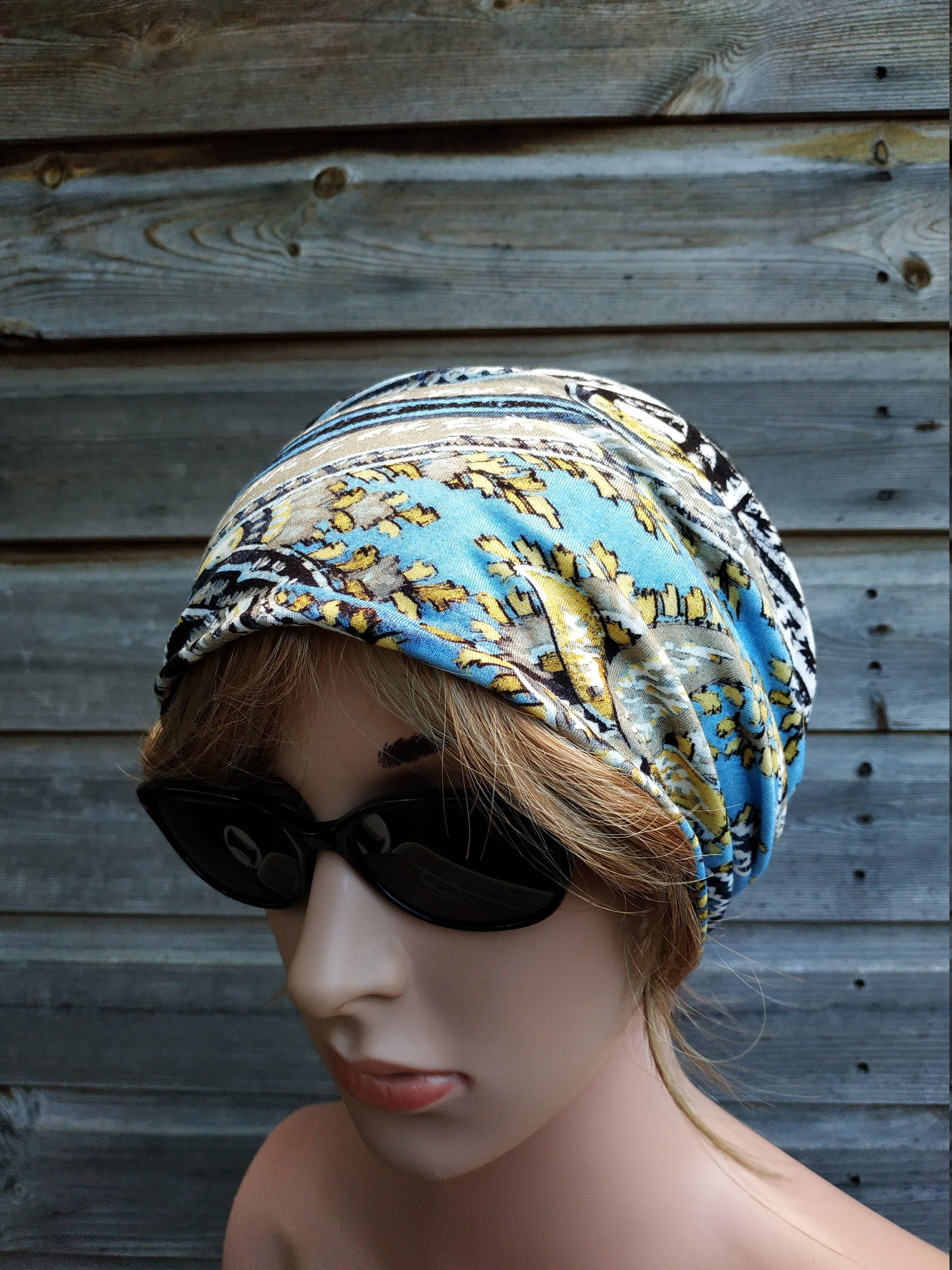 Multicolour Paisley Slouchy Beanie Hat, Chemo Headwear 