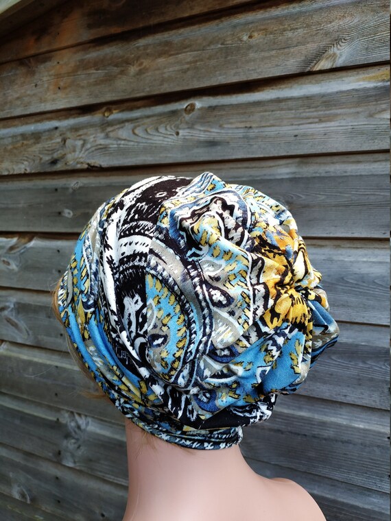 Multicolour Paisley Slouchy Beanie Hat, Chemo Headwear  display picture 1