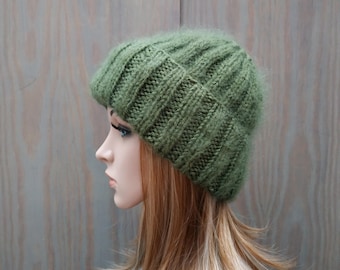 Mohair hat, Fluffy & soft beanie, Fashionable beanie, Luxury hat, Mohair knit fuzzy hat, Ladies winter hat, Hand knit Luxury Mohair beanie