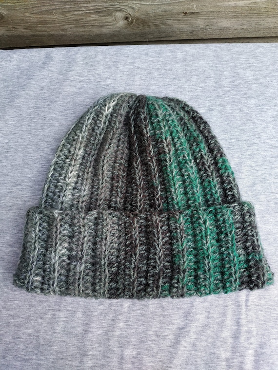 Chunky Knit Green and Gray Beanie Boston B Green Skyline Chunky Knit Winter Hat – Chowdaheadz main image 2