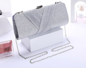 Shimmer Evening Clutch Bag, Women party Bag, Classic Evening Clutch,Bridesmaid Bag, Bridal Handbag, Prom Party Handbag